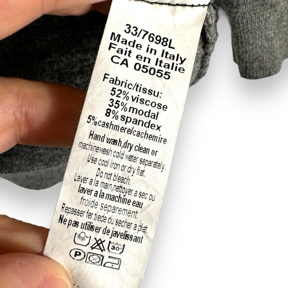 4 for $40 SALE!M Made In Italy Double V Neck Ribbed Sweater, Anthracite Grey, S - Picture 6 of 10